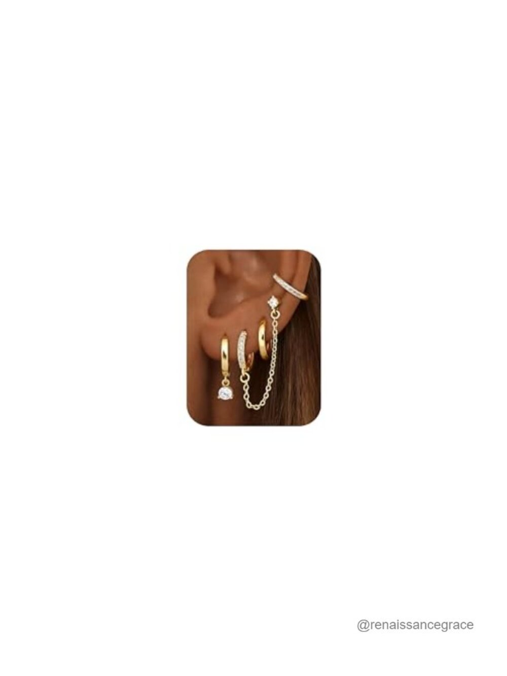 4 Pairs Small Hoop Earrings for Women 14K Gold Plated CZ